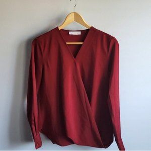 Chloe Silk Deep Red V-Neck Blouse